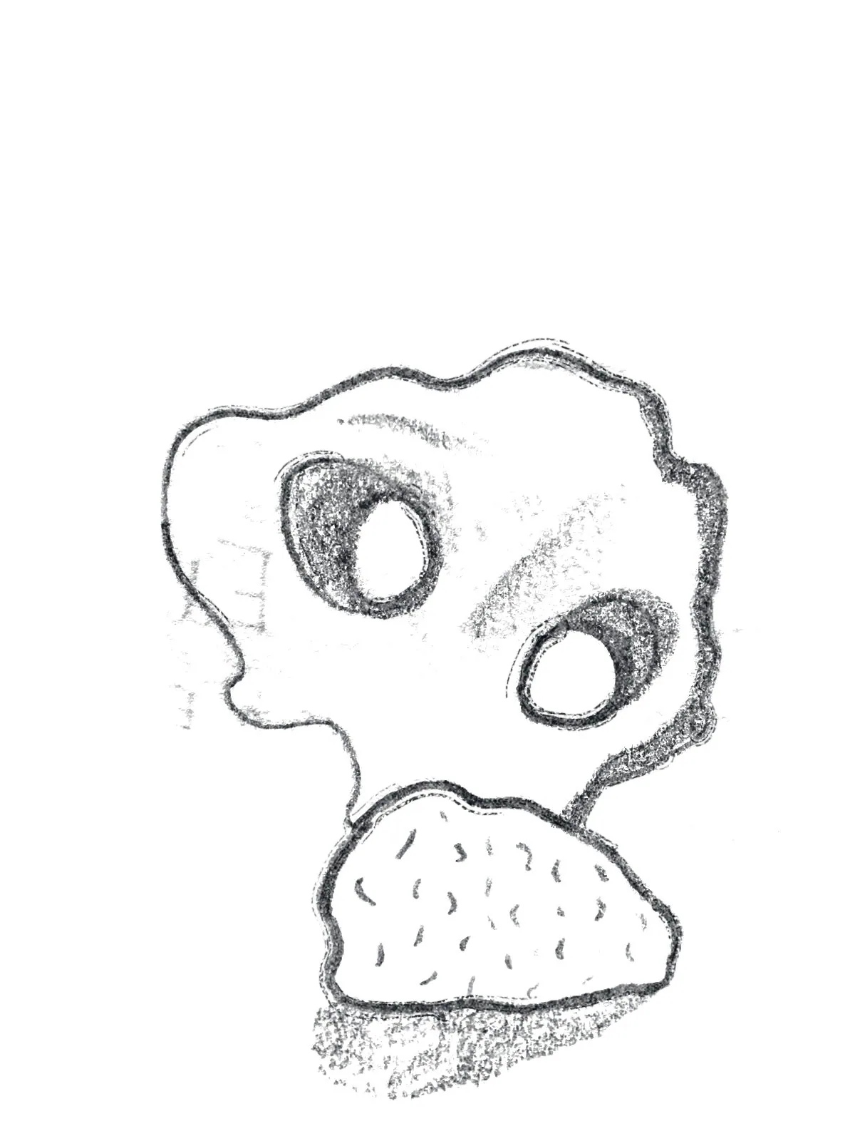 Sketch of a wavy speaker body with two drivers on a textured base