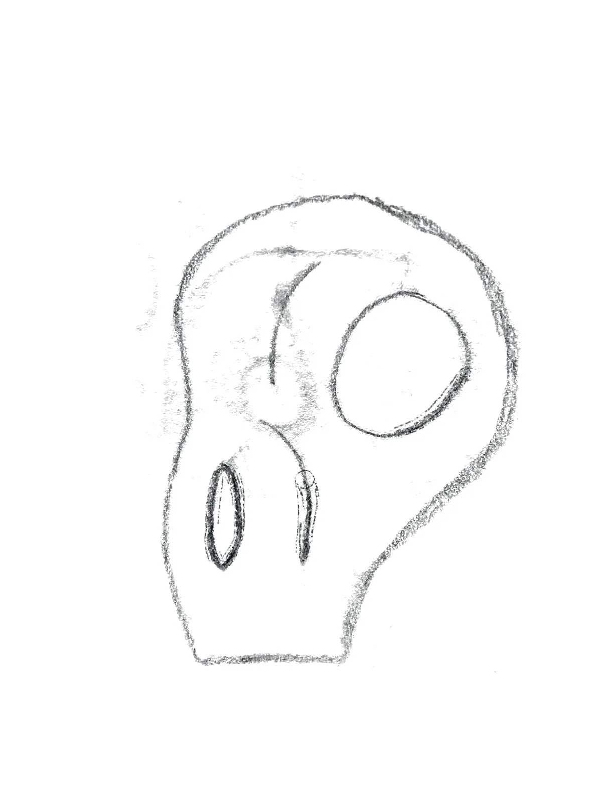 Sketch of a speaker body with a round and a slot-shaped opening