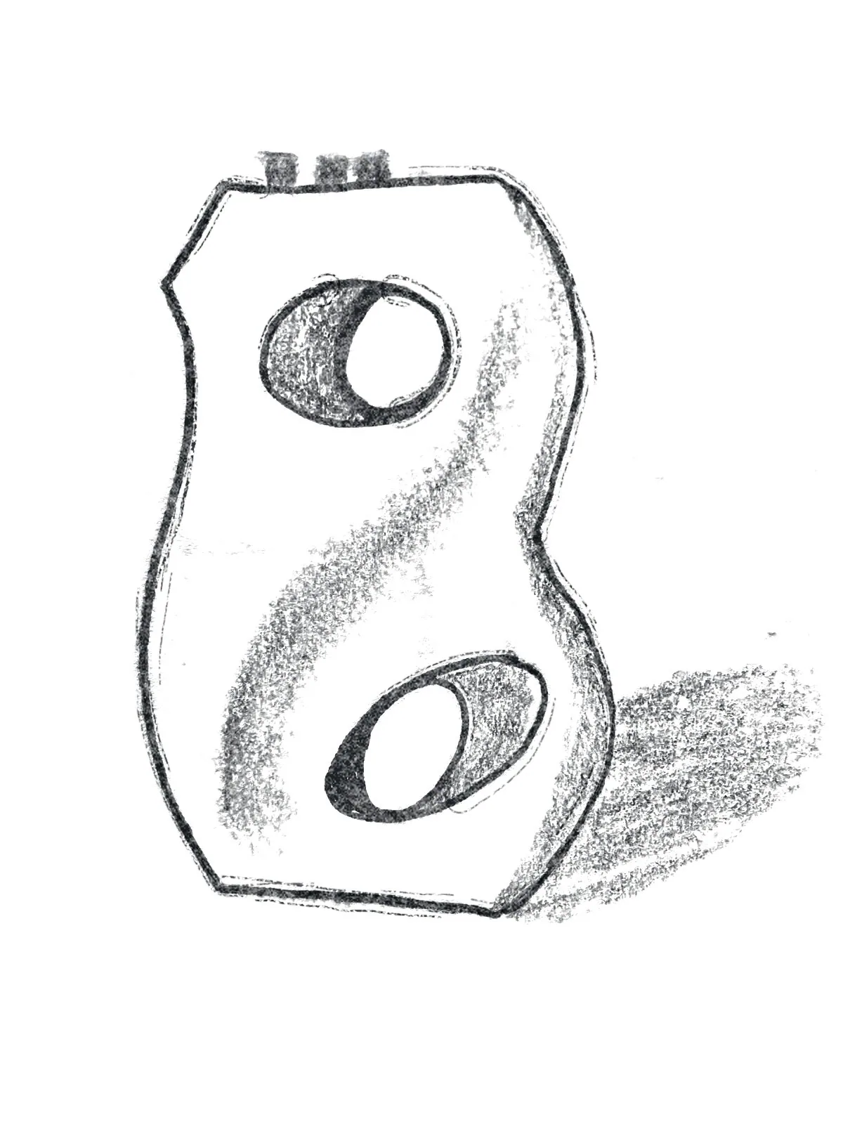 Sketch of a speaker with two drivers set in hollows