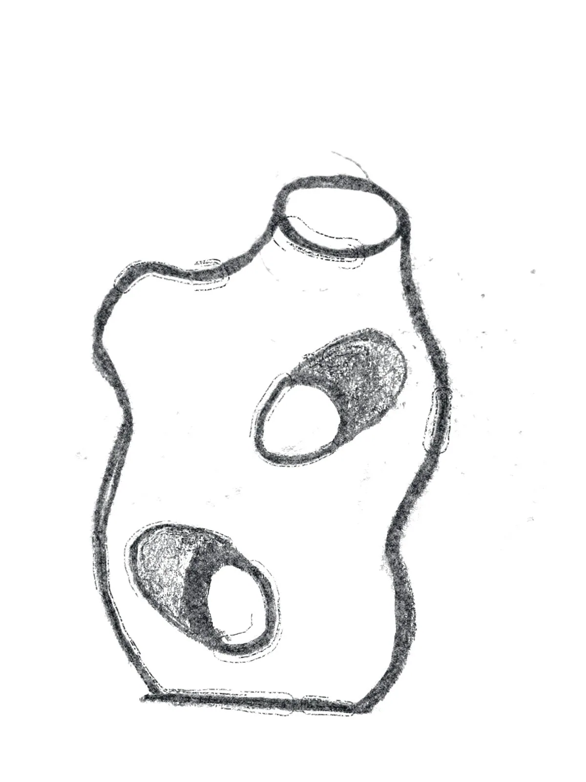 Sketch of an organic speaker with an opening at the top