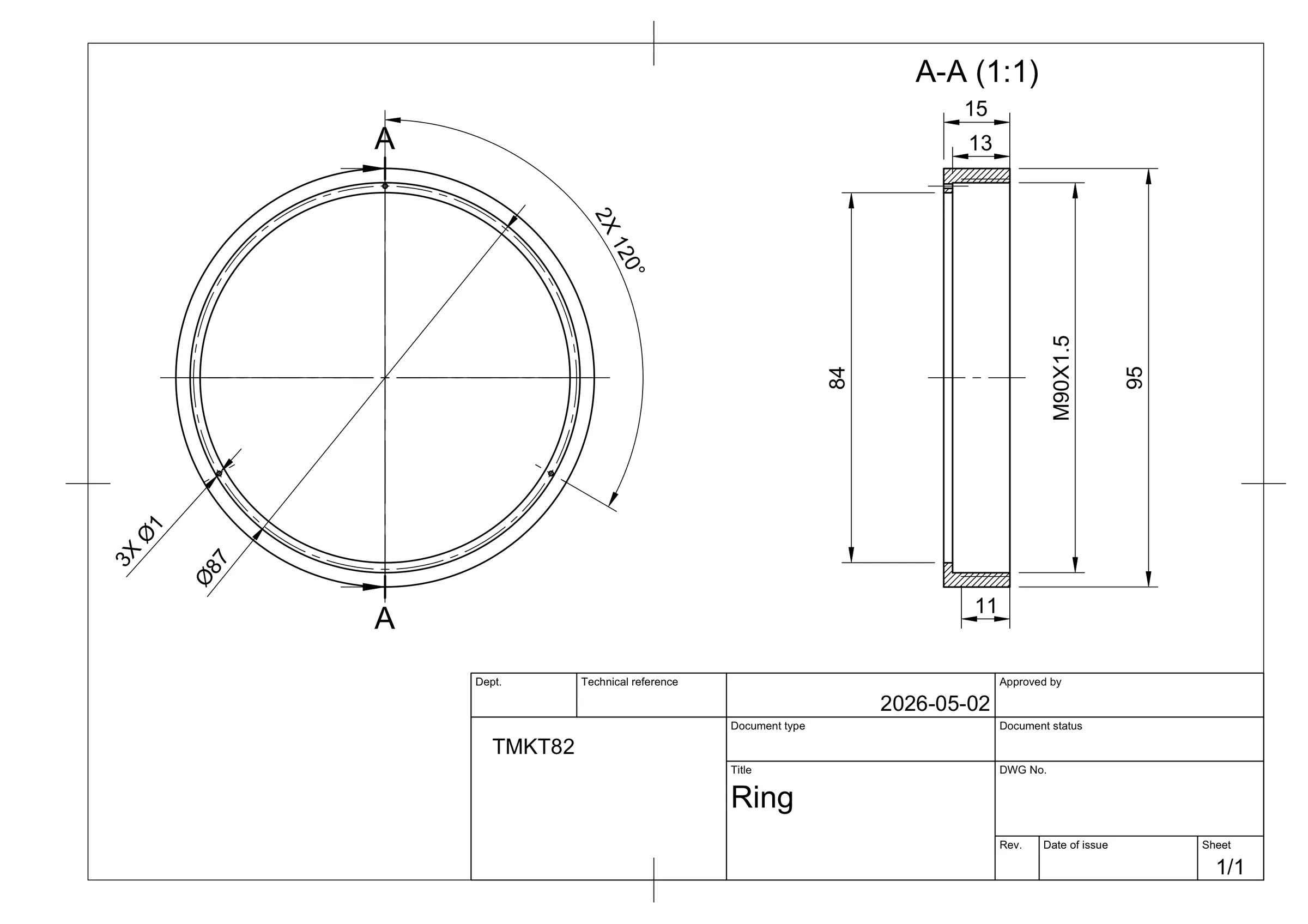 Lock ring holding the three wires