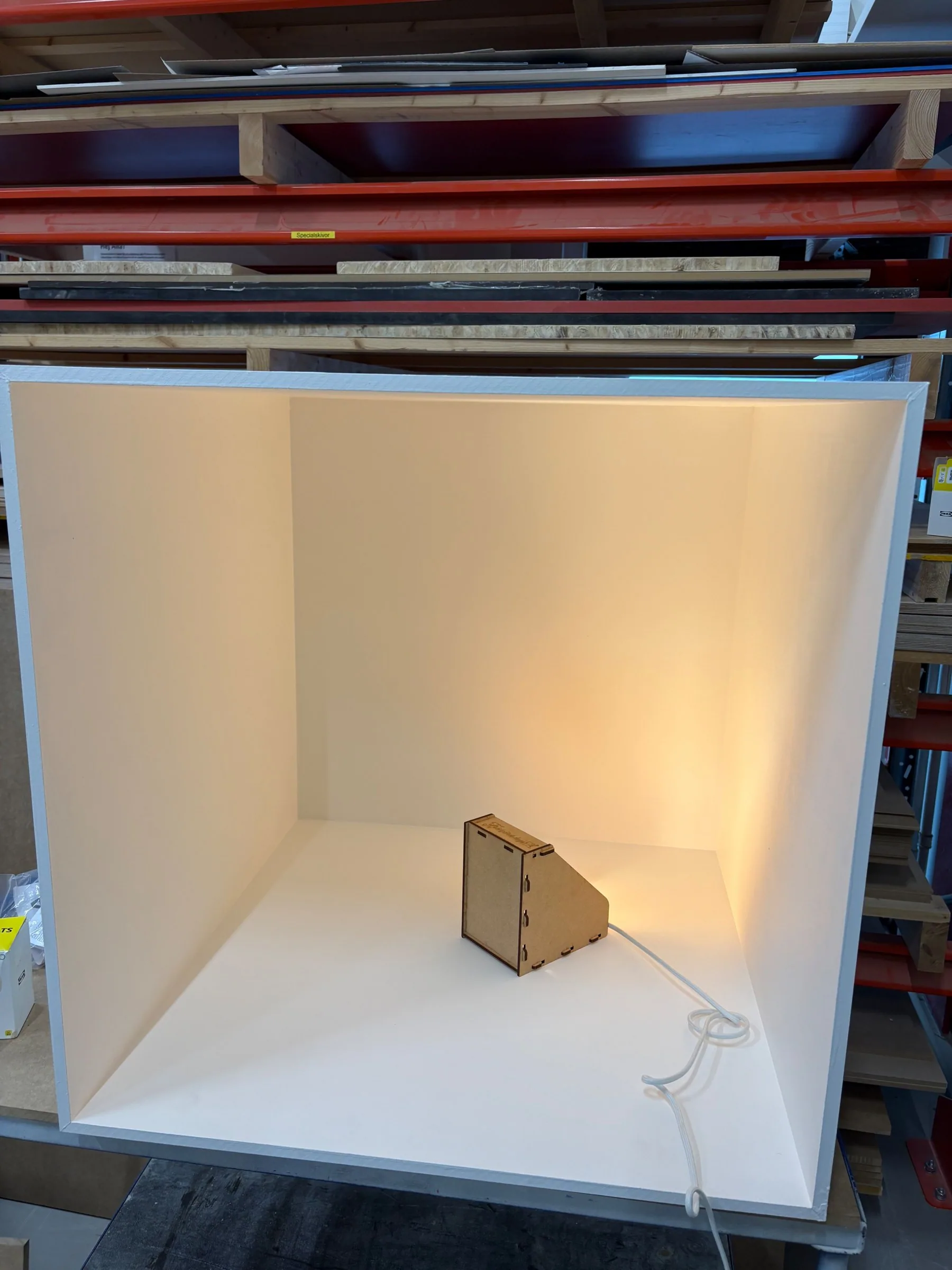 Light box from our light lab, used to test how light spreads