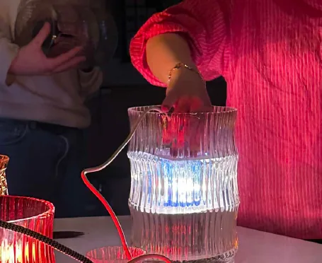 A light source inside the glass