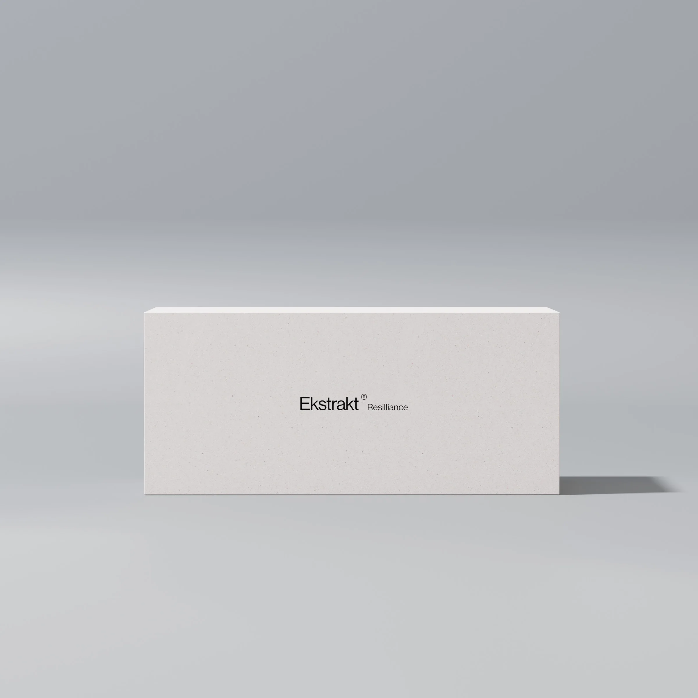 Long light grey box with the wordmark and product name in black