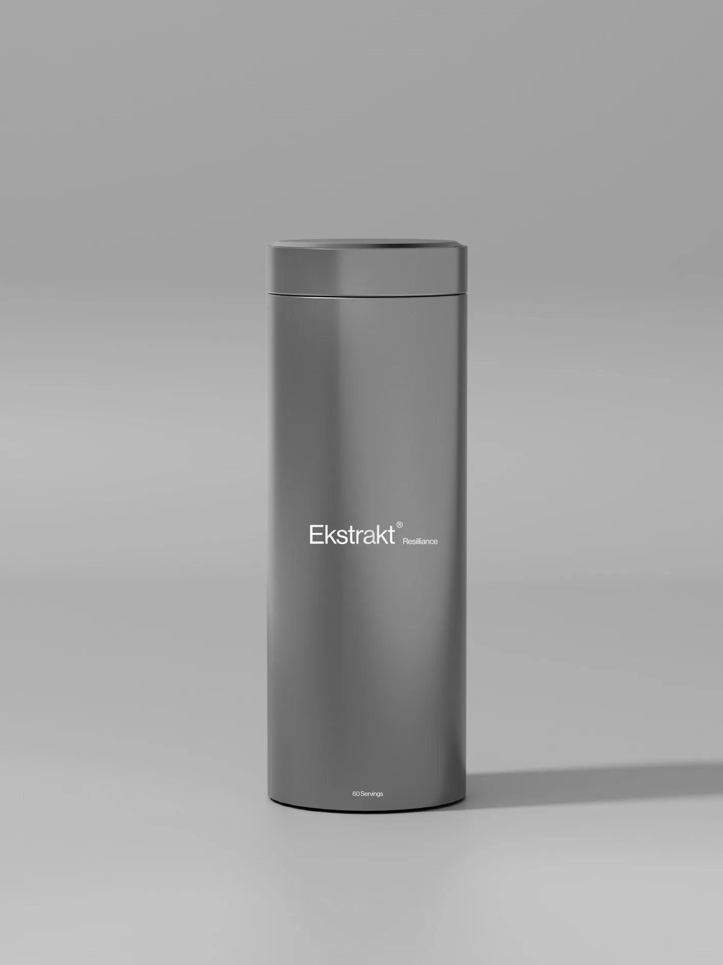 Grey tin with the wordmark and product name side by side