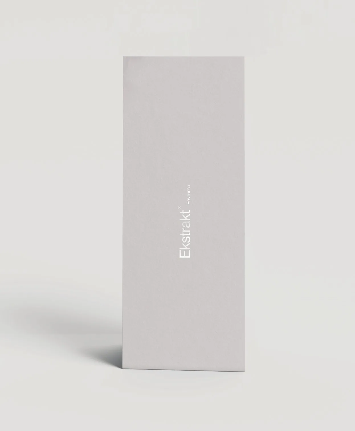 Mock-up of the front of the box with the wordmark set upright
