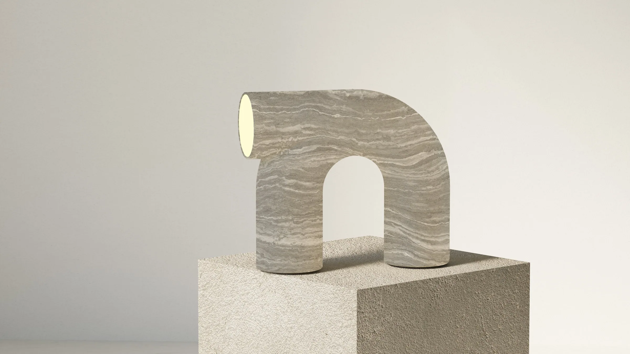 The arch lamp in grey layered stone