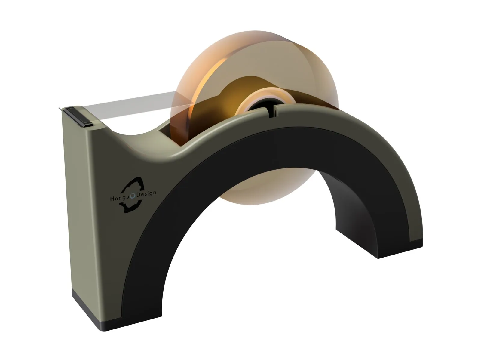 The tape dispenser from the front at an angle