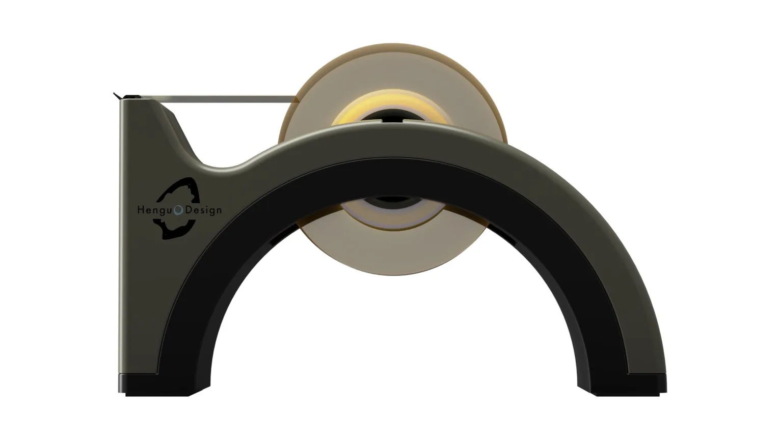 The tape dispenser from the side