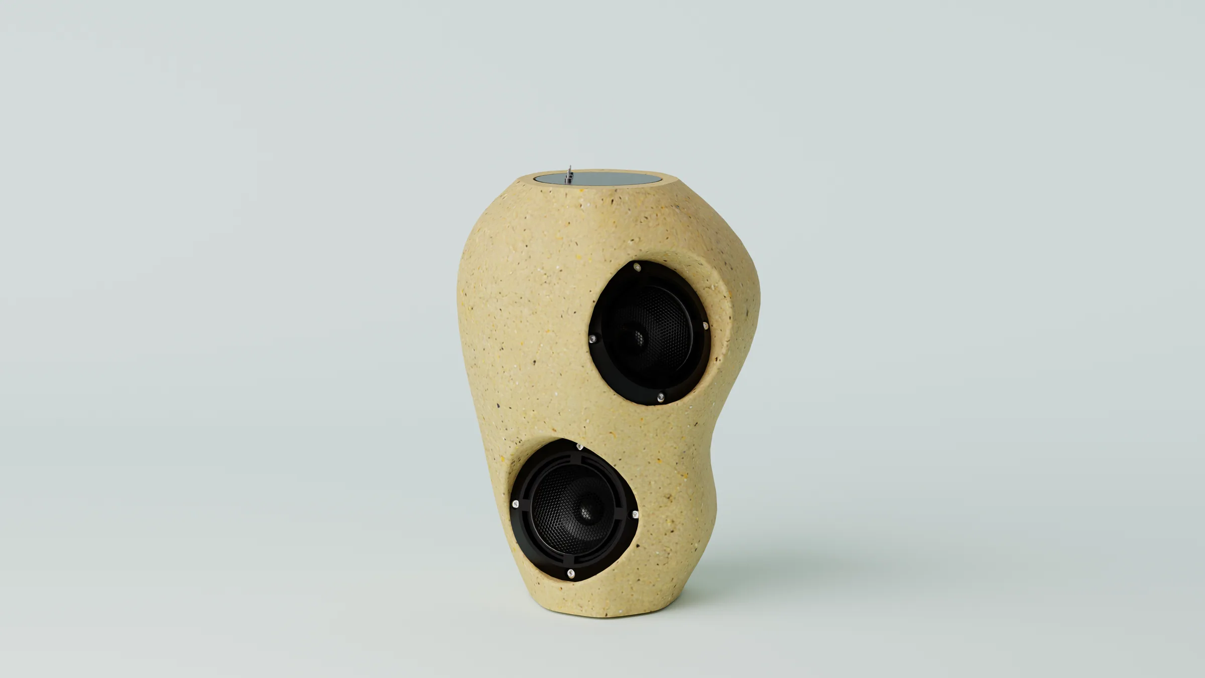 The Auris speaker on a pale blue-grey background